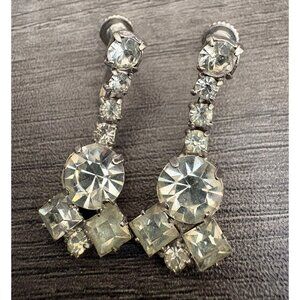 Vintage Rhinestone Screwback Clip On Earrings